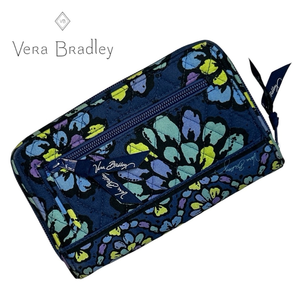 Vera Bradley Indigo Pop Quilted Turnlock Wallet - Picture 2 of 4